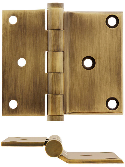 Solid Brass Half Surface Hinges in Antique Brass.